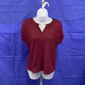 Cole Daniel V-Neck Burgundy Short Sleeve Shirt M